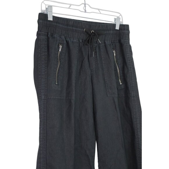 Athleta Cabo Linen Wide Leg Pants Womens Size 8 Black Casual Trousers - Picture 6 of 8